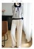 Women's Striped Color Block Polo Neck Knit Sweater - Long Sleeve, Autumn/Winter Top