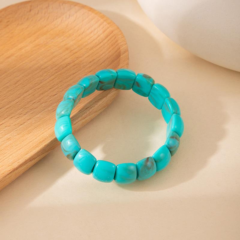 Faux Amber Beeswax Stretch Bracelet Acrylic Smudged Beaded Bracelet European American Niche High Grade Bracelet For Ladies