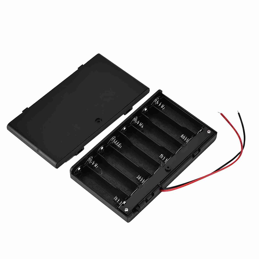 Portable 8pcs AA Battery Holder Battery Storage Box with Cover & Power Switch