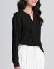 SPRING SEAON Long Sleeve Chiffon Blouse with Tucked Loose Plus Sizes Suitable for Size 2L Women's V-Neck Detail, Fit, Available, Suits, Office,