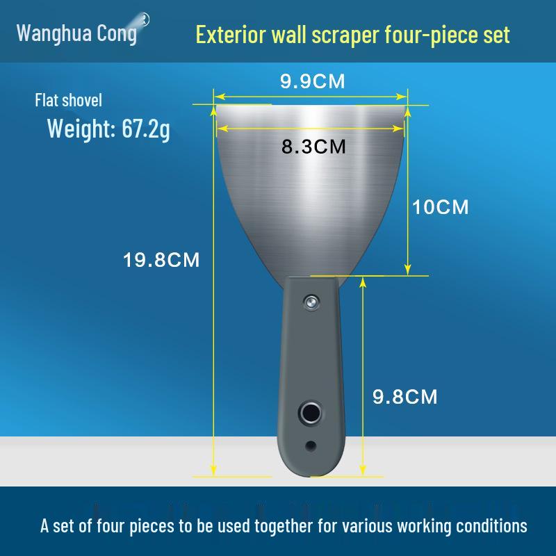Exterior Wall Scraper and Adhesive Applicator for Grouting, Sealing, Trimming, and Leveling Windows and Doors.