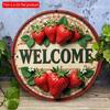 2d Flat 20*20cm Circular Wooden Sign, Strawberry Welcome Sign, Home Gift Window Decoration, Porch, Room, Home, Wall Decoration, Bedroom Home Office