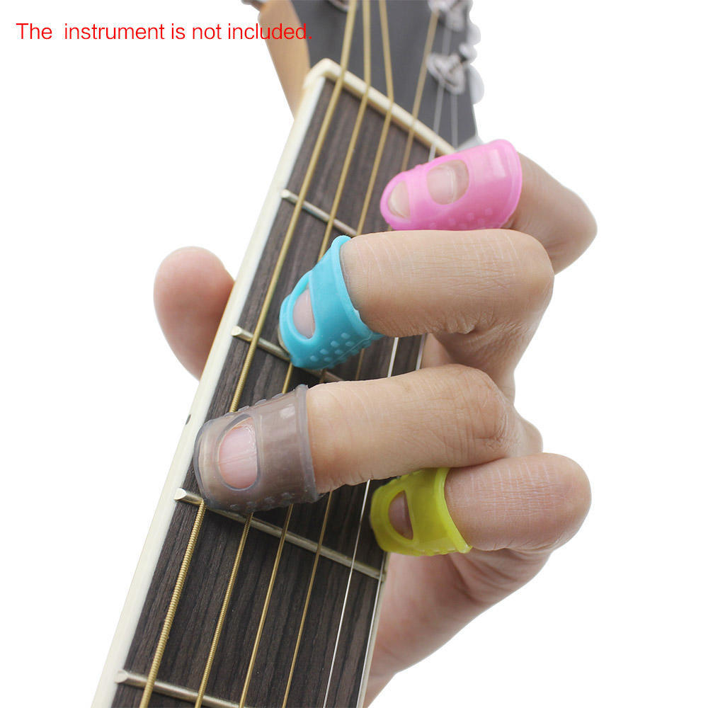4 In 1 Flexible Fingertip Protectors Silicone Finger Guards Fingertip for Guitar Ukulele Bass