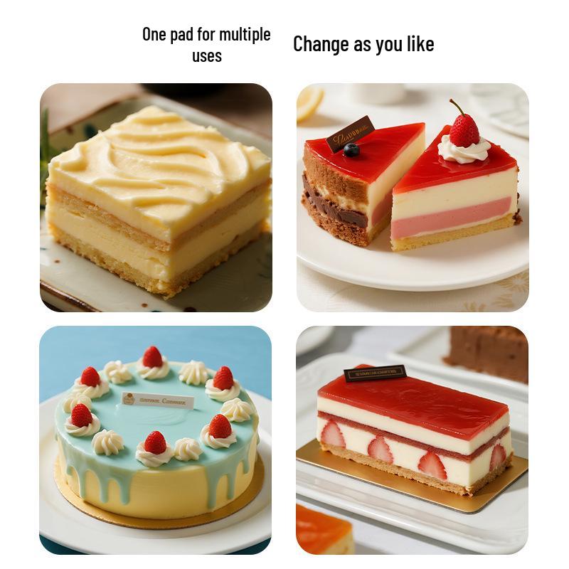 Gold Square Reusable Cake Base: Round Tray for Birthday & Dessert Mousse Cakes