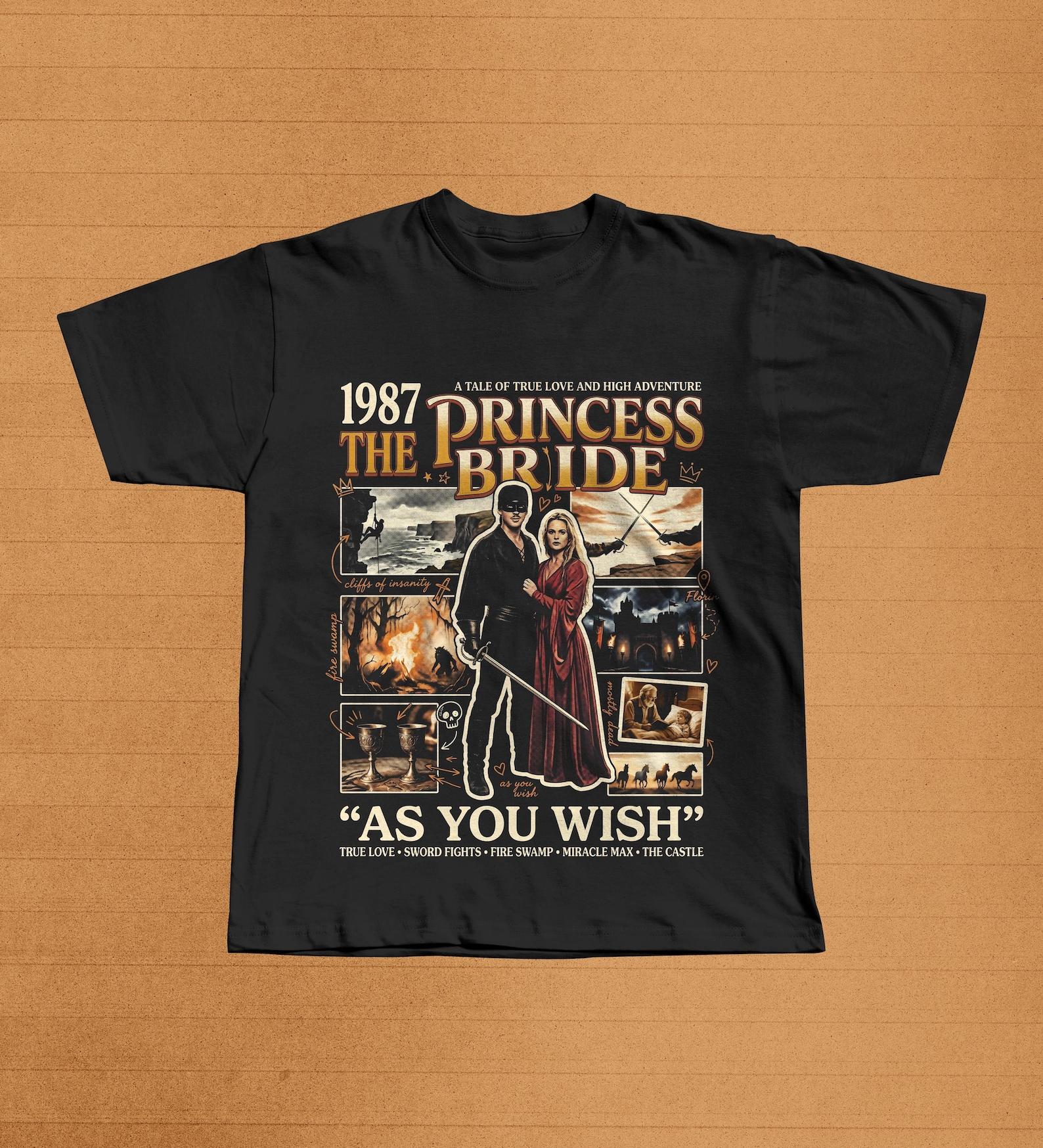 The Princess Bride T-Shirt, Westley Buttercup As You Wish Graphic Tee, 80s Cult Classic Movie S