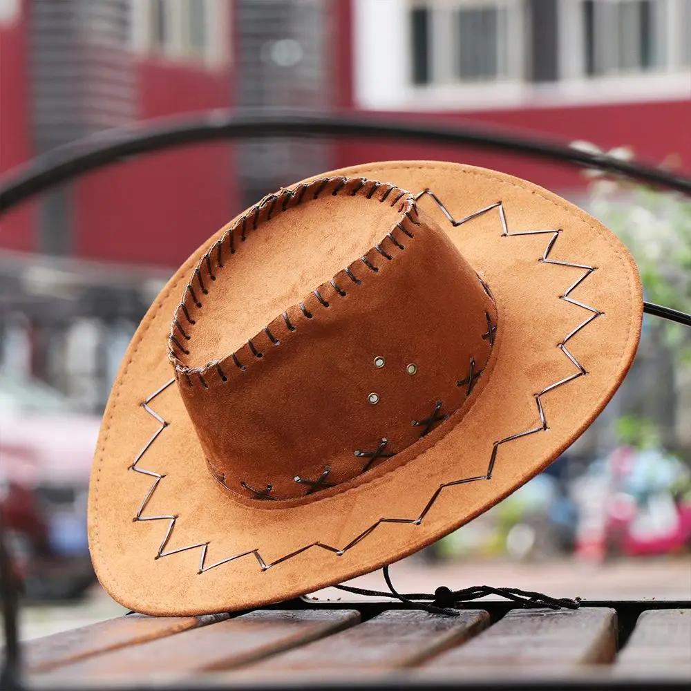 Brown Red Felt Cowboy Hat Western Cowgirl Cap Fancy Dress Costume Child Outfit for Party Role for Play Cosplay Holiday