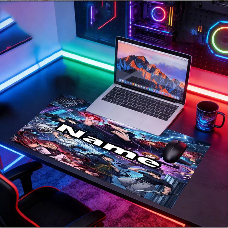 Custom Name Personalized Jujutsu Kaisen Pattern Mousepad, Laptop PC Desk Mat, Decorative Desk Mat for Home Keyboard Pad Gift