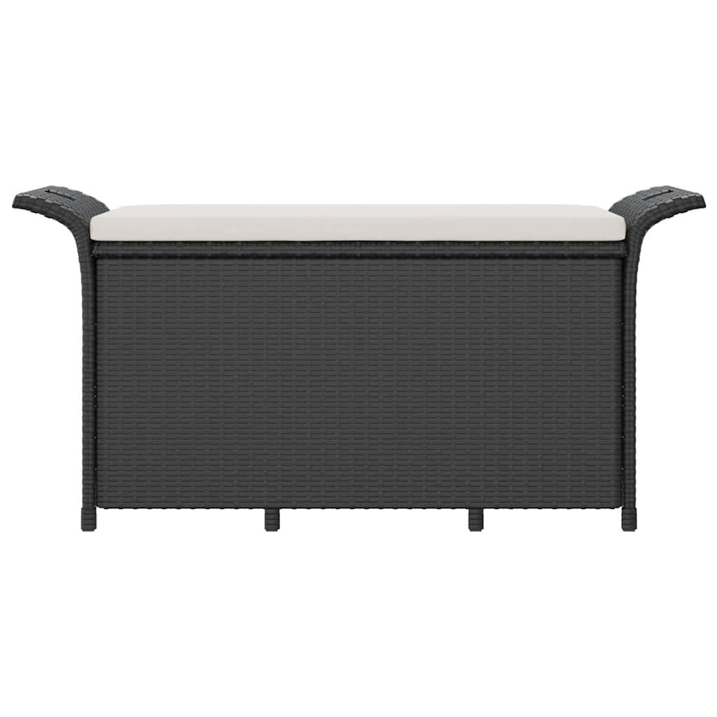 Vidaxl Ławka Ogrodowa Z Poduszką, Czarna, 116X46X57 Cm, Polirattan