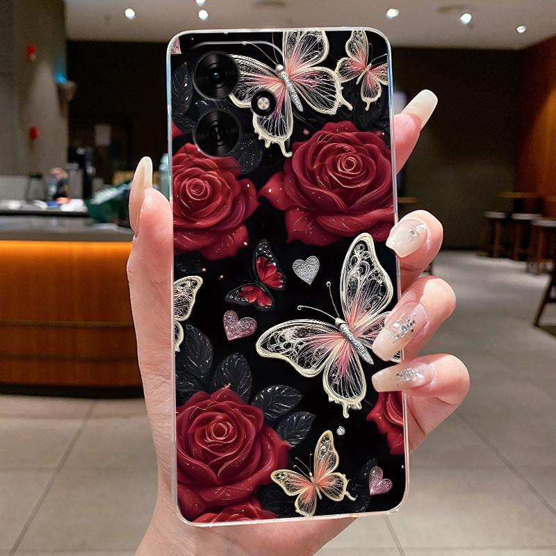 Phone Case For Honor Play 10 4G Butterfly Bow Protective Casing For Honor Play10 4G Transparent Soft Silicone TPU Cover