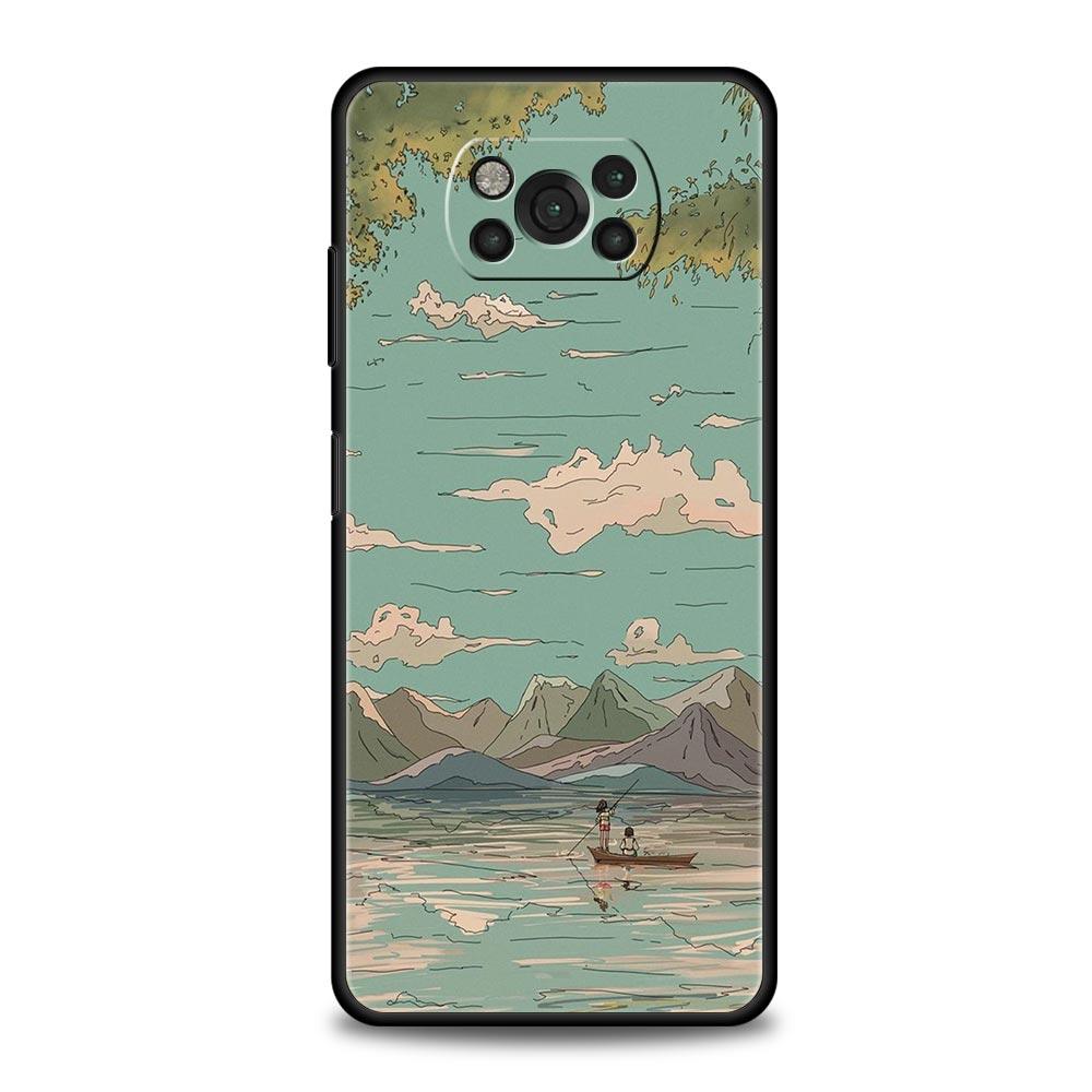 Japan Sunset Scenery For Xiaomi Poco X5 Pro Soft Phone Case For Poco X4 X3 NFC F5 Pro F4 F3 GT M5 M4 Pro 5G M3 C51 C50 C55 Cover
