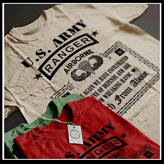 

Combat t-shirt military Army Airborne Ranger Infantry Paratrooper Tactical tee L