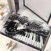 1pc Black and White Musical Instruments Door MatMachine Washable Rug with Guitar and Piano Design for Bedroom, Living Room HOME