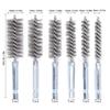 6pcs 1/4 Inch Hex Shank Stainless Steel Bore Brush Set 8/10/12/15/17/19mm Stainless Steel Bristles Wire Brush for Drill