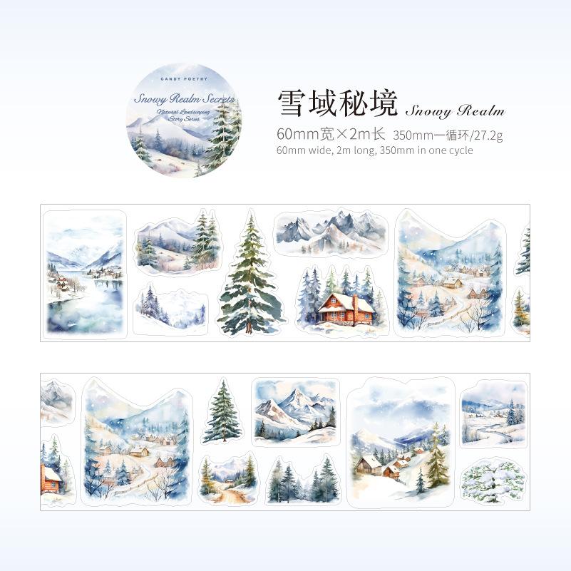 

Mr. Paper, 200cm/roll, Four Seasons Forest Plants PET Die Cutting Tape, Scrapbook Diary DIY Collage Decorative Stickers