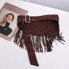 Cowboy Style Tassel Waist Belt Solid Color Triangle Butt Curtain Fashion Mini Skirts  Girl