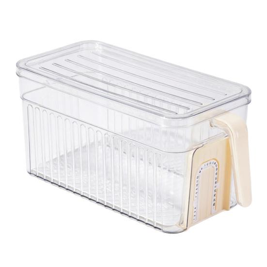 

Crisper Box with Lid And Handle Stackable Storage Box Drainable Layered Organizer for Refrigerator Fruits Vegetables S