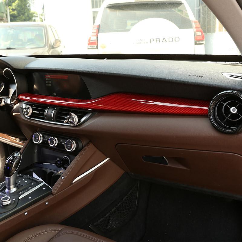 Carbon Fiber Style For Alfa Romeo Stelvio 2017-2020 Car Control Console Co-pilot Instrument Decorative Panel Interior Accessory