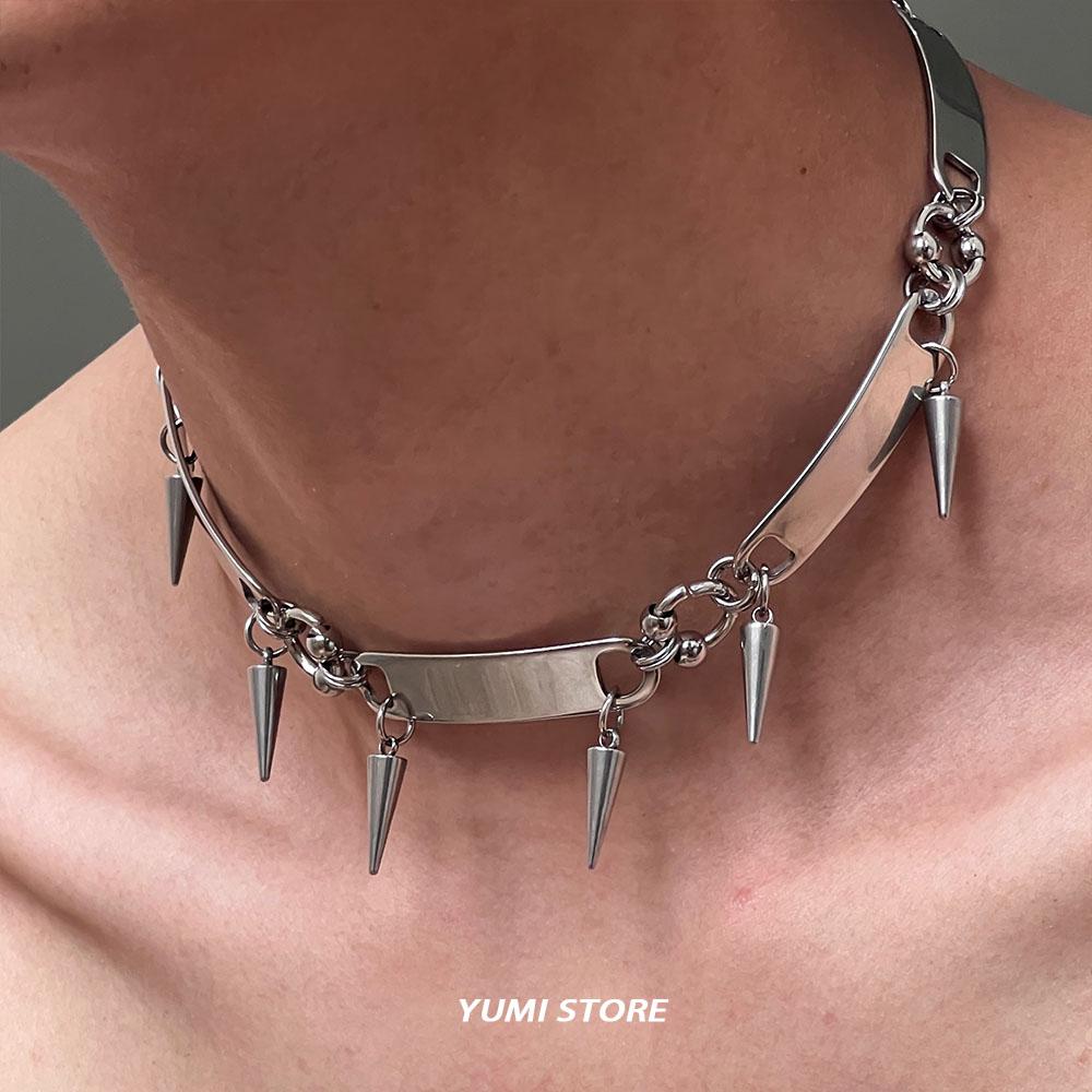 Titanstål Nitchoker för Man Kvinna Punk Metall Krage Halsband Lyx Hip Hop Smycken Street Unisex Accessoarer