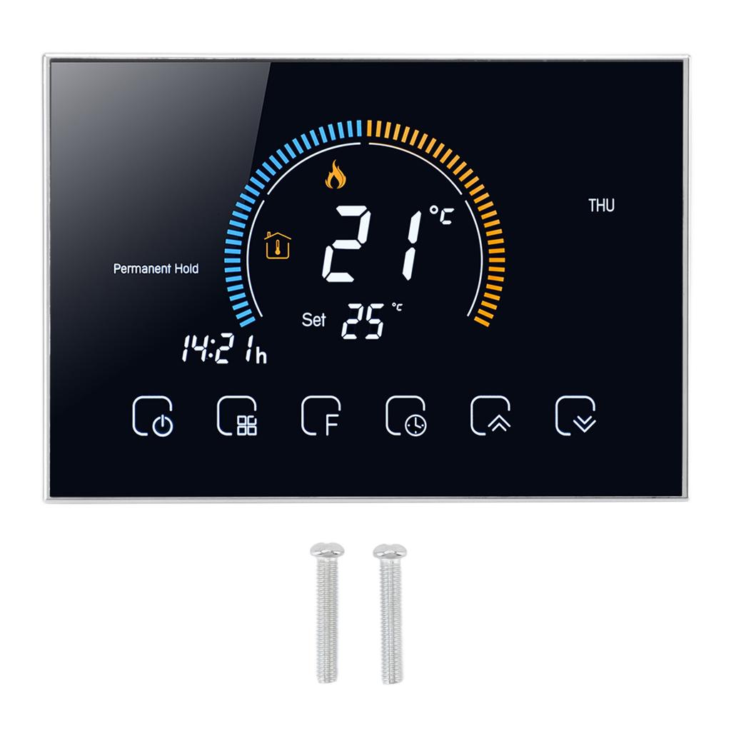 Termostat Kjelvarme Termostat LCD Berøringsskjerm Programmerbar Termostat AC 95?240V Svart