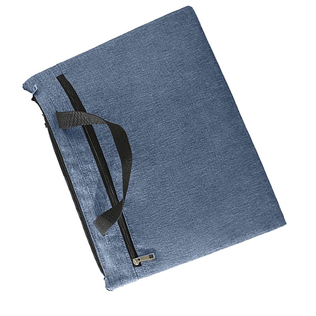 Zipper Briefcase Waterproof Large Capacity Portable Oxford Cloth Document Bag with Handle for Business Office Navy Blue
