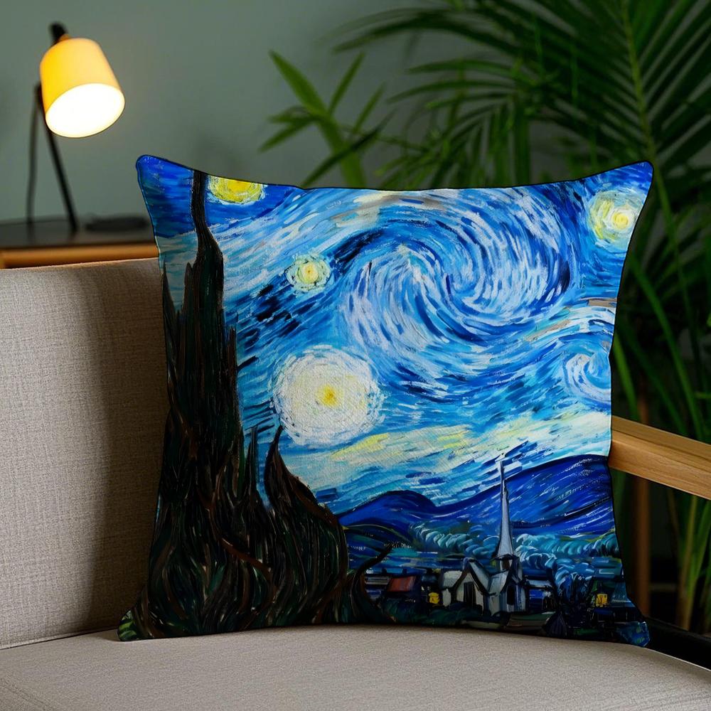 Van Gogh Olejomalby Povlak na polštář Měkký krátký plyš Oboustranný tisk Domácí dekorace Lze prát v pračce Povlak na polštář Dárek