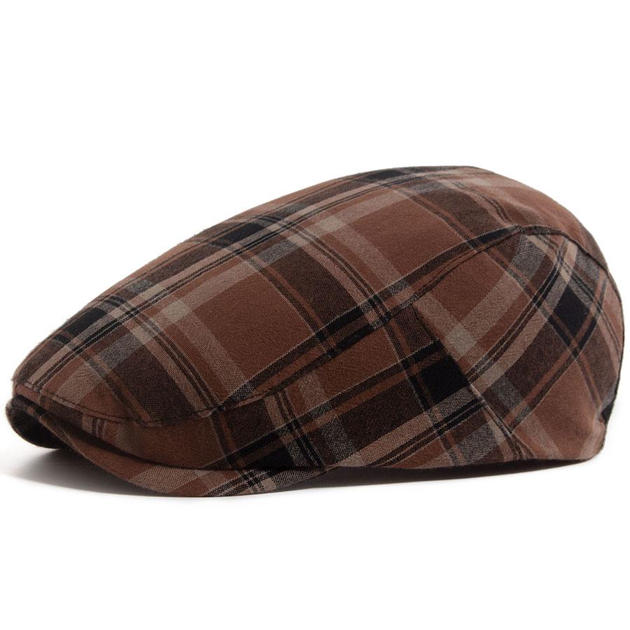 

Thin Plaid Beret Women Men Fashion Vintage Visor Hat Casual Female Newsboy Caps Retro Flat Cap For Summer Spring Autumn New кавовий
