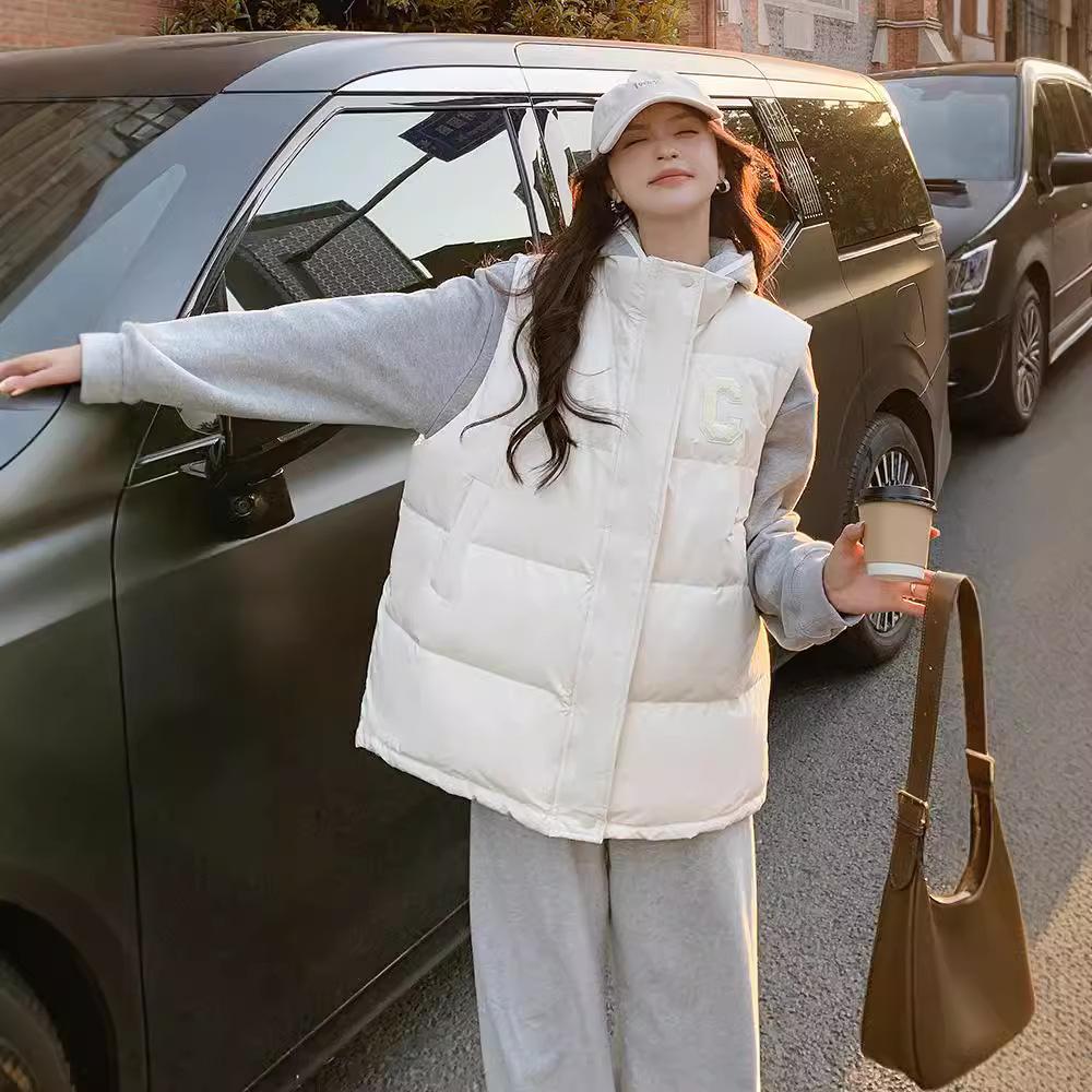 Autumn and winter new cotton-padded vest women's outer vest casual versatile college style Internet celebrity vest jacket