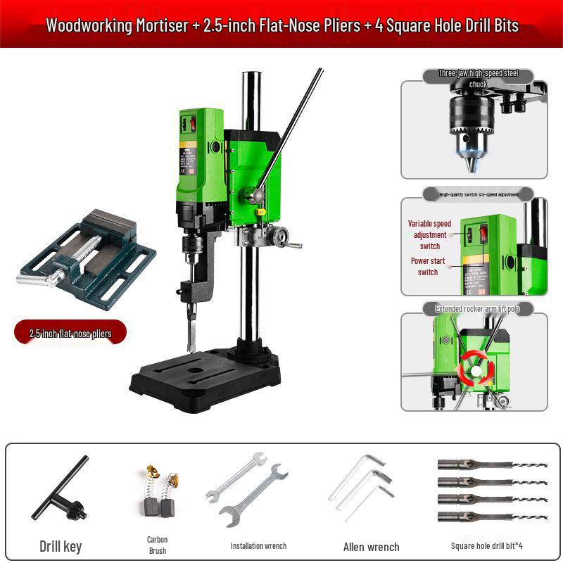 Woodworking Mortiser & Tenon Machine with Square Hole Drill Bit for Solid Wood