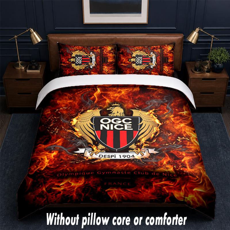 OGC Nice FC Design Bed Bedding Set 1 Duvet Cover + 2 Pillowcases Soft Breathable Household Bed Linens