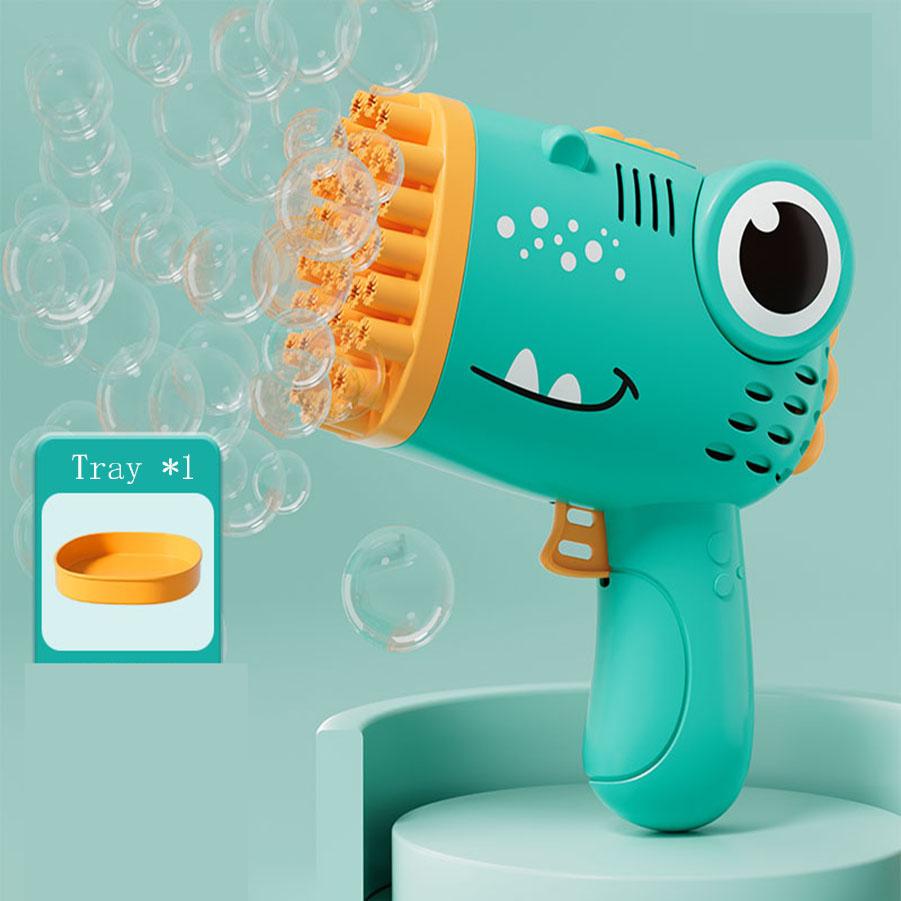 40 Hole Dinosaur Bubble Gun Children's Bubble Gun Handheld Fully Automatic Bubble Machine Without Battery and Bubble Water