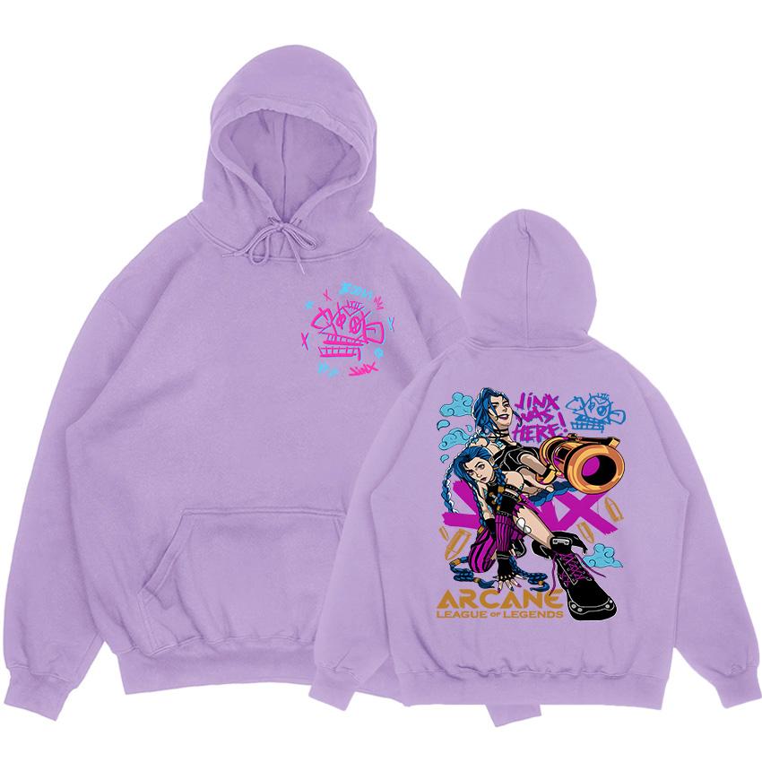 Arcane Jinx Boom Monkey Hoodies Long Sleeve Men Women Sweatshirts Video Game Fashion Printing Pullovers Moletom Masculino Unisex