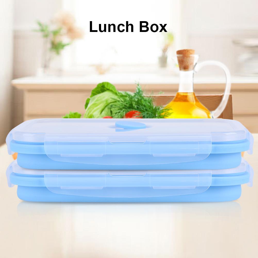 800ml Silicone Collapsible Portable Lunchbox Bowl Folding Food Storage Container Green