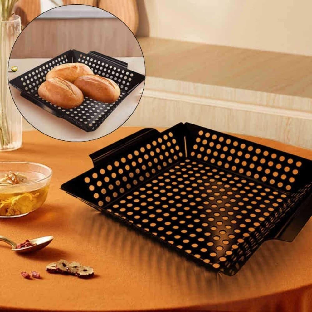 Large Capacity Metal BBQ Pan Heat Resistant Grill Basket Cooking Tools Grill Tray  Home Cooking