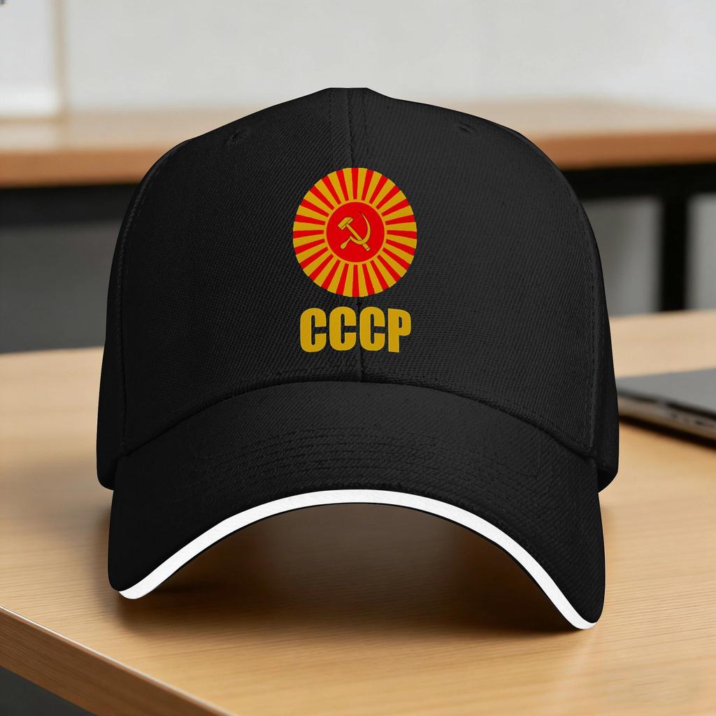 Vintage Soviet Hammer And Sickle Symbol CCCP USSR Russia Baseball Cap Couple Women Trucker Hat Summer SunProof Baseball Caps