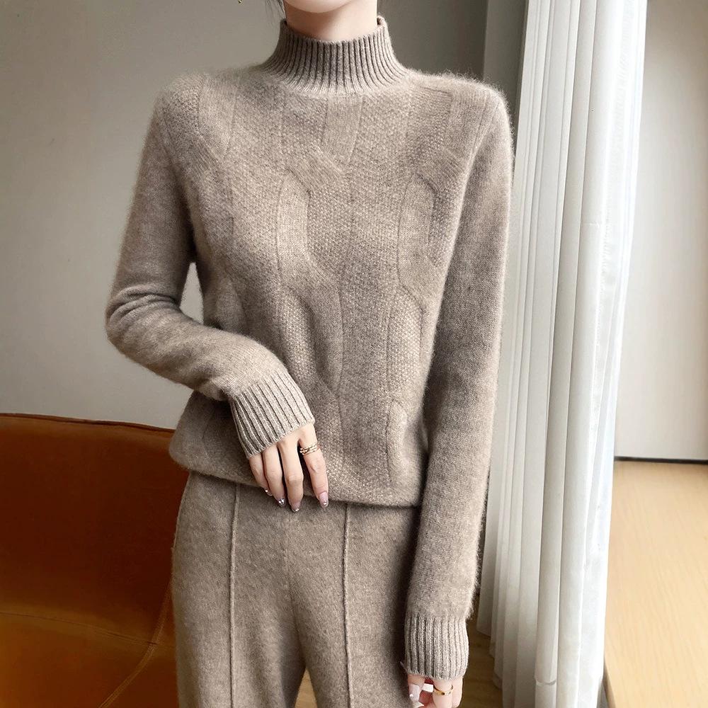 Three-Dimensional Cable Knit Pure Wool Sweater – Autumn/Winter Essential for Warmth & Style