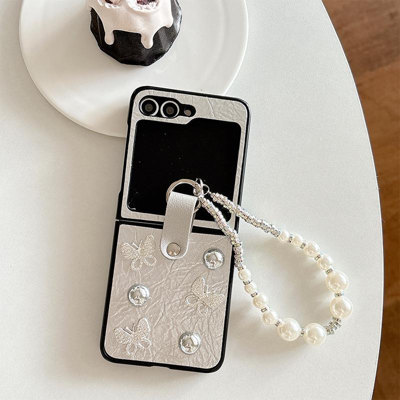 Bracelet Phone Case For Samsung Zflip7 Clamshell Folding Screen Huawei Pocket2 Rhinestone Butterfly