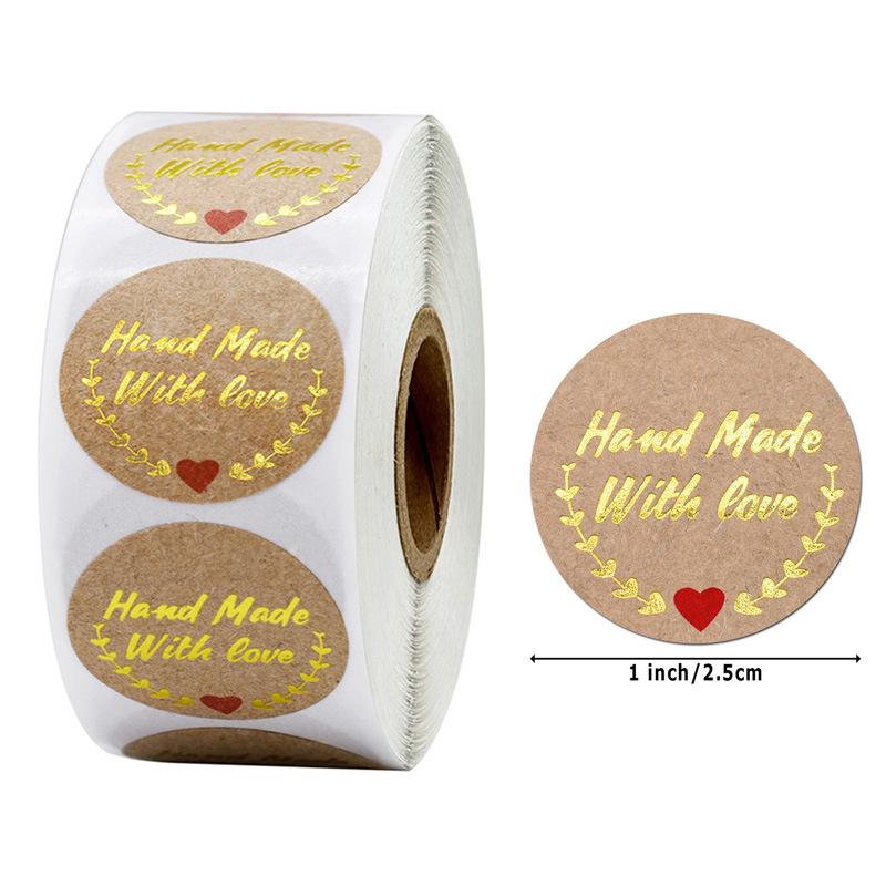 Natürliche Kraftpapier Dankeschön-Aufkleber Siegel-Etiketten Hundepfotenabdruck 1 Zoll Geschenkverpackung Schreibwaren-Aufkleber 500 Etiketten pro Rolle