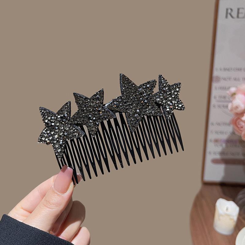 

Корейский пятиугольный гребень для волос, блестящий цвет, нескользящая заколка, женский зажим для челки, заколки для волос для женщин, стразы, аксессуары для волос One Size