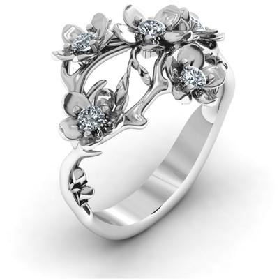 Retro Wild Flower Zirkon Damenring Blumenring Handschmuck Jubiläumsring