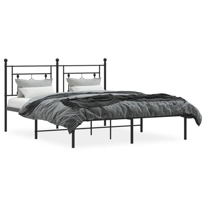 VidaXL Cadre de lit métal avec tête de lit noir 160x200 cm 374342