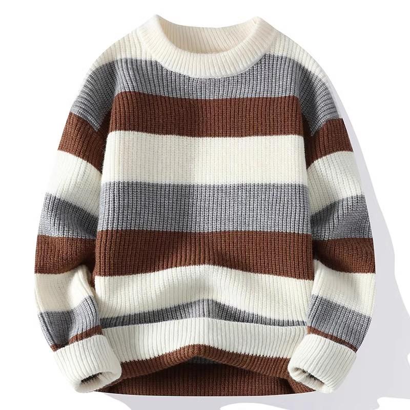 Autumn and Winter Men's Striped Sweater O-Neck Casual Knit Pullovers Long Sleeve Knitted Sweater Men Warm Y2K Knitwear Tops