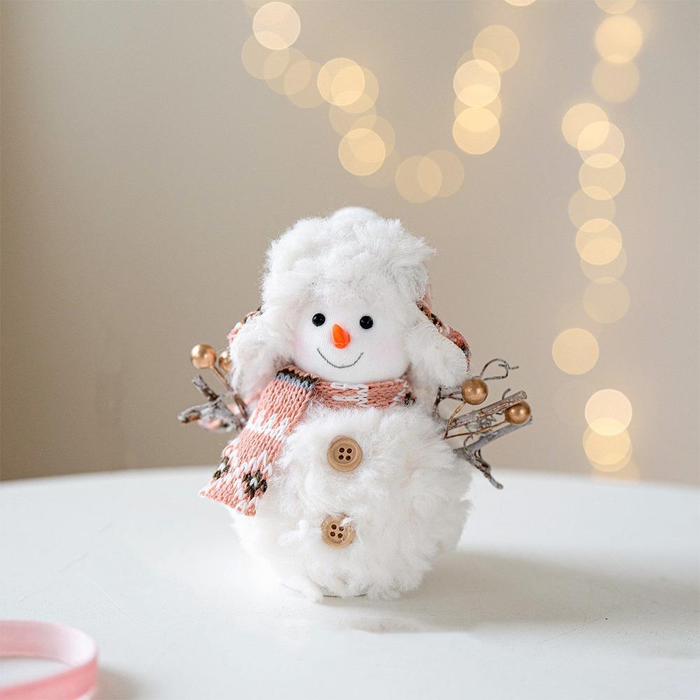 Round Hat Christmas Snowman Ornaments Knitted Snowman Statue Cute Xmas Decoration  Festivals