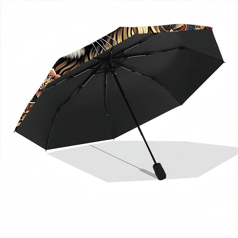 1pc Lion Mandala Automatic Folding Umbrella, Lightweight Retractable Compact Travel Umbrella, 8-Rib Sturdy Frame146