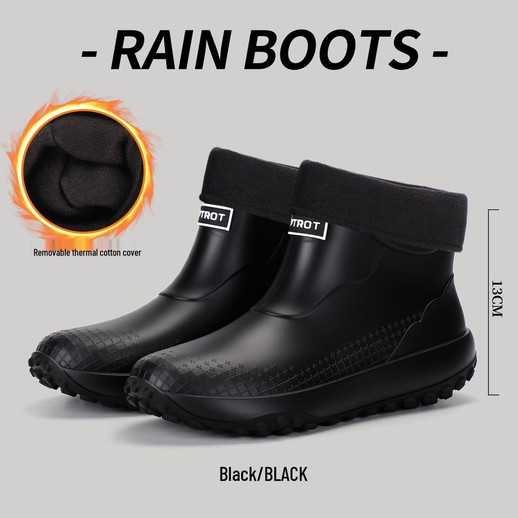 Men's & Women's Non-Slip Waterproof Short Rain Boots with Cotton Lining for Outdoor Use