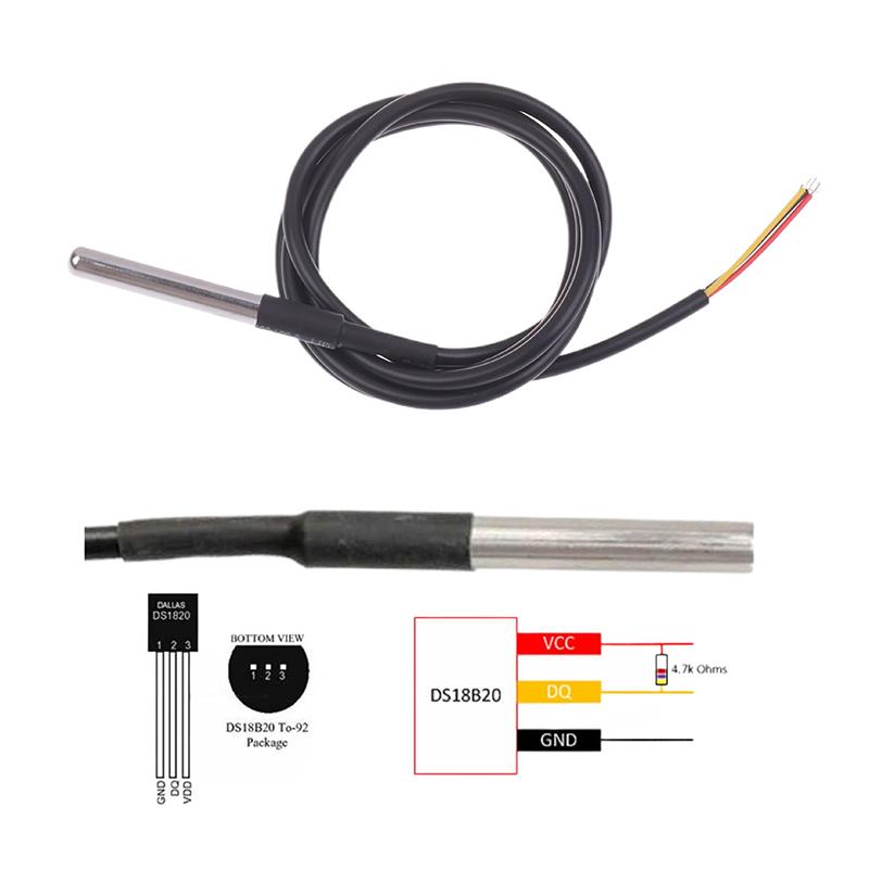 Ds18B20 Waterproof Encapsulated Stainless Steel Ds18B20 18B20 Temperature Sensor Temperature Probe Cable Length 1M For Ard