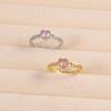 Pink Diamond Heart Chain Ring - Women's Retro Two-Tone Open Ring with Light Luxury Niche Design