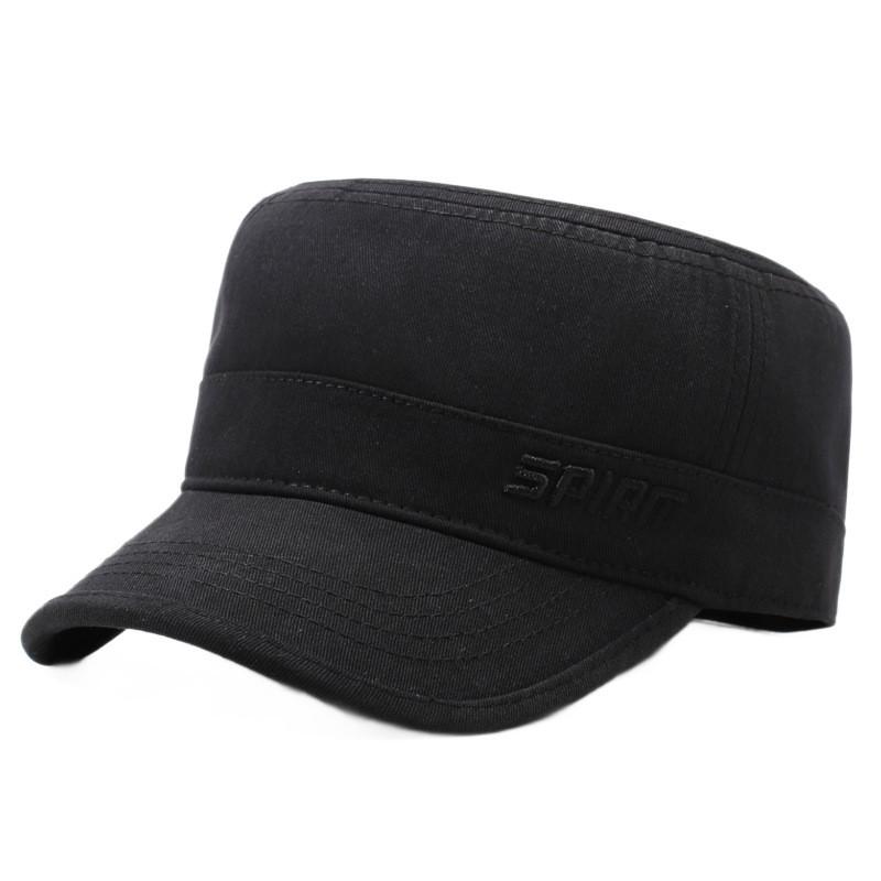 Mens Allseason Flat Top Cotton Hat With Embroidered Letters For Casual Sun Protection
