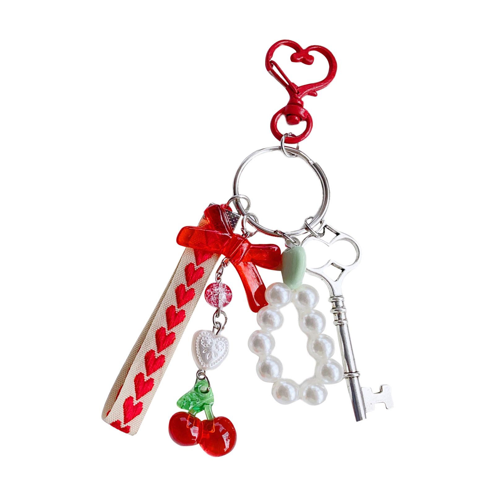 

Ручная работа Жемчужный бисер Брелок Шарм Вишня и Бабочка Подвеска Брелок Ручная работа Украшение для сумки Женский аксессуар T2
