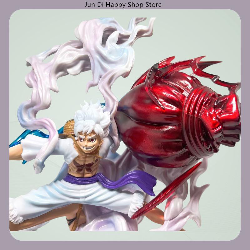 28cm One Piece Onigashima Arc Gear Fifth Nika Lightning Luffy Battle Anime Figure Model Statue Desktop Decoration