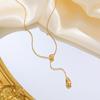 Minimalist Water Drop Y-shaped Necklace for Women,Flat Rolo Chain Stainless Steel Necklaces,Fashion Mother's Day Gifts